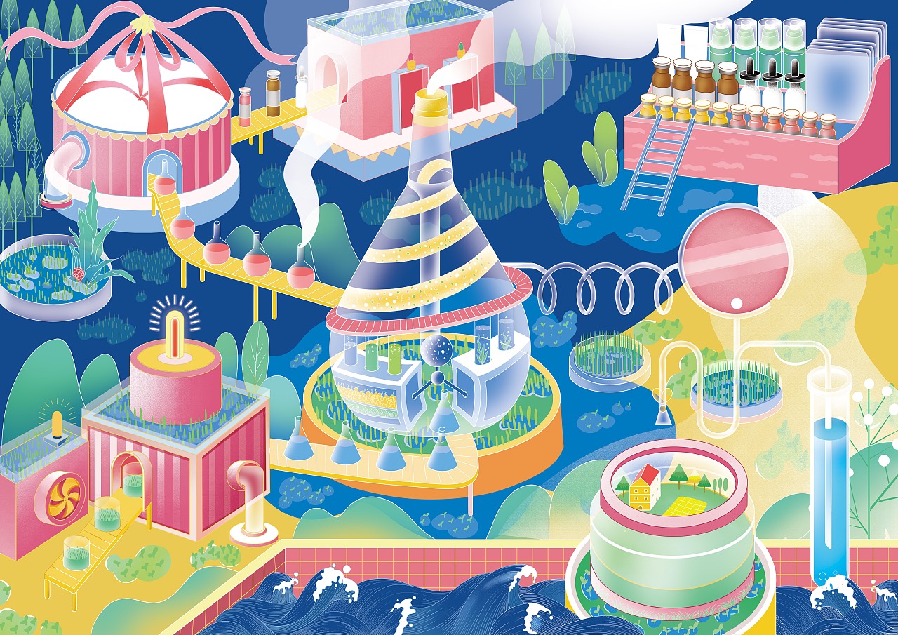 科美优肽「实验室插画」&「生产流程创意插画」